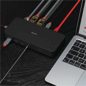 LINDY DST-Pro USB-Typ C Docking Station für Headset, Tablet-PC, Smartphone, Notebook, Mikrofon, Monitor - Ladefunktion - 1