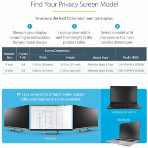 StarTech.com 17-inch 5:4 Computer Monitor Privacy Filter, Anti-Glare Privacy Screen w/51% Blue Light Reduction, +/- 30 deg