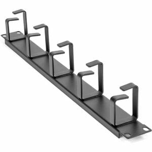 Rocstor 1U 19in Metal Rackmount Cable Management Panel - Cable Management Panel - Black - 1U Rack Height x 19" Panel Width