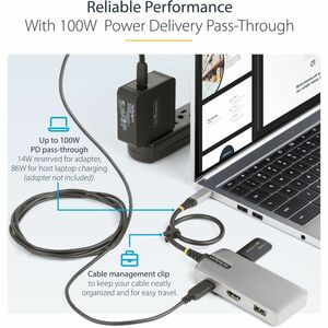 StarTech.com USB Type C Docking Station for Tablet, Monitor, Notebook - 100 W - Space Gray - Portable - 1 Displays Support