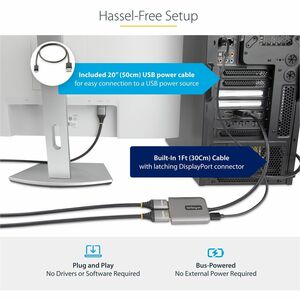 StarTech.com Signal Splitter - Plastic - 3840 × 2160 - DisplayPort - 2 x HDMI Out - USB
