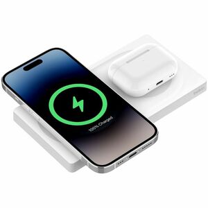 Belkin BoostCharge Pro 2-in-1 Wireless Charging Pad with MagSafe 15W - For iPhone, AirPod, MacBook - Input connectors: USB