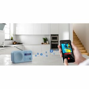 Sharp Tuner - Tragbar, Desktop - Blau - 20 x FM, 20 x DAB, 20 x DAB/DAB+ - LED Display - Kabellos - Bluetooth - USB - Kopf