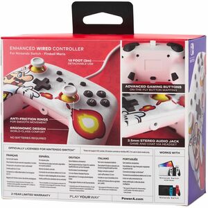 PowerA Enhanced Wired Controller for Nintendo Switch - Fireball Mario - Cable - USB - Nintendo Switch - 3 m Cable