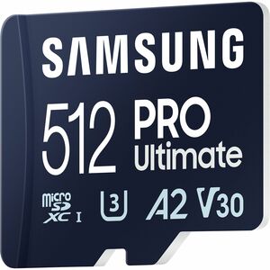 Carte microSD Samsung PRO Ultimate UHS-I 512 Go, MB-MY512SA/WW, vitesse jusqu'à 200 Mo/s, garantie 10 ans, lecteur SD