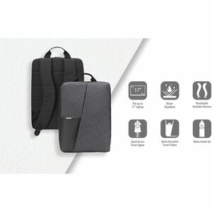 Asus AP4600-CG Carrying Case (Backpack) for 43.18 cm (17") Notebook, Power Bank, Water Bottle - Grey, Cool Grey - Water Re