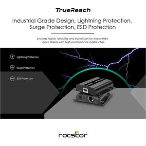 Rocstor TrueReach 1080p HDMI & IR Over IP Extender - 1080p 60Hz up to 393ft (120m) - Over IP Extender - IR Passback - One 