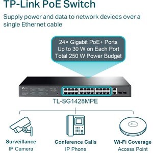 TP-Link EasySmart TL-SG1428PE 28 Puertos Gestionable Conmutador Ethernet - 2 Capa compatible - Modular - 2 Ranuras SFP - 2