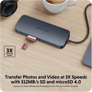 Targus HyperDrive HD4006GL USB-Typ C Docking Station - Speicherkartenleser - SD, microSD - Blau - 2.0 Unterstützte Display