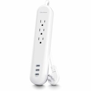 CyberPower P304UC3 Home Office 2 - Outlet Surge Protector with 500 J Surge Suppression - Clamping Voltage 900V, 4 ft Cord,