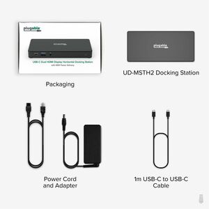 Plugable USB C Docking Station Dual Monitor 2 HDMI Ports, Power Delivery Dock, Dual 4K Monitor - for Windows, ChromeOS, 1x