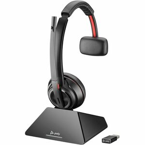 Poly Savi 8200 Office 8210 Wireless Helmet Mono Headset - Black - Monaural - Circumaural - 18000 cm - Bluetooth - 32 Ohm -