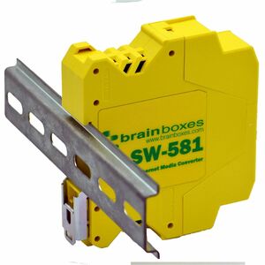 Brainboxes SW-581 Transceiver/Media Converter - 1 x Network (RJ-45) - Gigabit Ethernet - 1000Base-X - 1000 Mbit/s - 1 x Ex