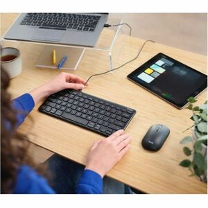 Trust Lyra Keyboard - Wireless Connectivity - USB 1.1 Type A Interface - Spanish - QWERTY Layout - Black - Scissors Keyswi
