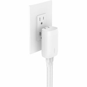 Belkin 67W Portable 3-Port USB-C Wall Charger - 3xUSB-C (67W Total) - Fast Charging - Power Adapter - White - 67 W - White