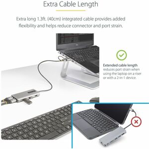 StarTech.com USB 3.2 (Gen 1) Type C Docking Station for Desktop PC/Notebook/Monitor - Space Gray - 2 Displays Supported - 