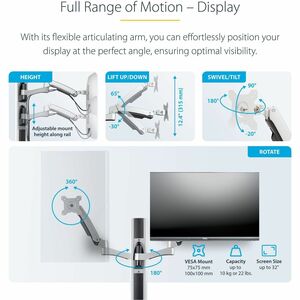 StarTech.com Wandhalterung für Monitor, Desktop Computer, Workstation - Schwarz - Horizontal/Vertikal - TAA-konform - Höhe