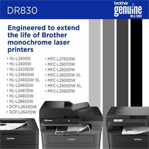 Brother DR830 Drum Unit - Laser Print Technology - 15000 Pages - Black - 1 Each