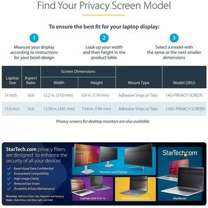 StarTech.com 14 Zoll 16:9 Laptop Blickschutzfolie, Doppelseitiger Laptop Goldfilter mit Erhöhtem Sichtschutz, Blaulichtfil