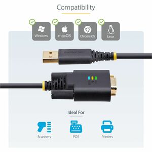 StarTech.com 3.05 m Serial/USB Data Transfer Cable - 1 - Cable for Desktop Computer, Notebook, Peripheral Device, Monitor,