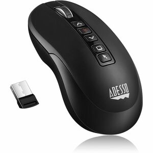 Adesso Air Mouse Wireless Multifunctional Presenter Mouse - Travel Mouse - Laser - Wireless - 100 ft - Radio Frequency - 2