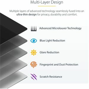 StarTech.com Filtre de Confidentialité Tactile de 14" 16:10, Protecteur d'Écran PC avec Réduction de 51% de la Lumière Ble