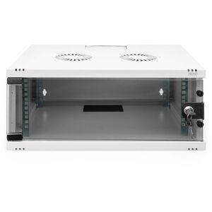 Digitus 4U Wall Mountable Enclosed Cabinet Rack Cabinet for Networking, Equipment - Light Grey - Glass, Sheet Steel - 60 k