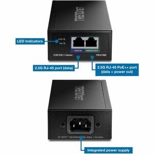 TRENDnet TPE-219GI PoE++-Injektor - 1 x RJ-45 Eingangsport(s) - 1 x RJ-45 Ausgangsport(s) - 90 W
