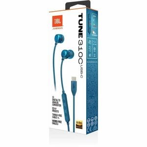 JBL Tune 310C USB-C Wired Earbud Stereo Earset - Blue - Binaural - In-ear - 16 Ohm - 20 Hz to 40 kHz - USB Type C