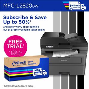 Brother MFC-L2820DW Wireless Laser Multifunction Printer - Monochrome - Grey - Copier/Fax/Printer/Scanner - 34 ppm Mono/7.