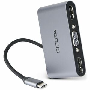 Dicota USB-Typ C Docking Station für Notebook, Desktop-PC - Silber - Tragbar - Full HD, 4K @ 60Hz - 3840 x 2160, 1920 x 10