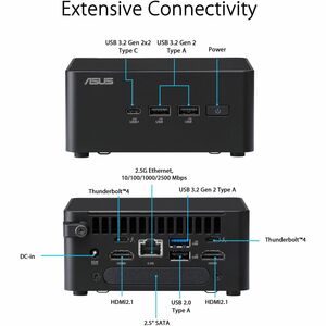 Asus NUC 14 Pro RNUC14RVHI300003I Barebone System - Intel Core 3 100U - Intel Chip - 96 GB DDR5 SDRAM DDR5-5600/PC5-44800 