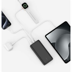 Belkin BoostCharge Power Bank - Black - For Smartphone, iPhone - 2 x Type-A 12W, 2 x Type-C 20W - 26000 mAh - 4 x USB - Black