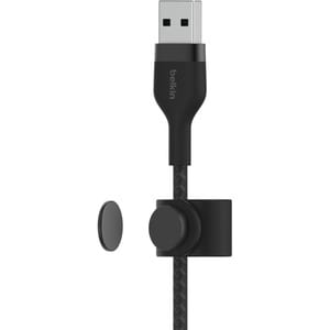 Belkin BOOSTCHARGE Pro Flex Double-Braided Silicone USB-A to C Cable 60W with Metal Clip Cable Management 1 Meter - Black