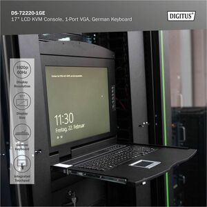 Digitus LCD Rack Console KVM Switch - Jet Black - 43.2 cm (17") LCD - Full HD - 1920 x 1080 - 1 x USB - 1 x VGA - Keyboard