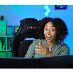 Trust GXT 714 RUYA Gaming-Stuhl - Stoff, PU-Leder, Polyurethan-Schaum, Holz, Plastik, Nylon - Schwarz