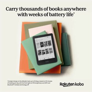 Lettore di testo digitale Kobo Clara BW - Nero - 12000 Libro(i) - 16 GB Flash - 15,2 cm (6") Display - Touchscreen - 1448 