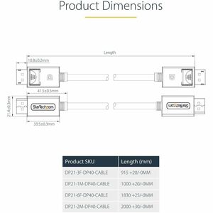 StarTech.com 2 m DisplayPort AV-Kabel - 1 - Cable for Monitor, Computer, Workstation, Externe GPU, Docking Station - 40 Gb