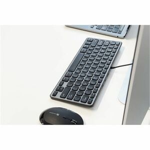 Macally Compact Wired Keyboard with USB hub ports & Dual USB C / A - Cable Connectivity - Compact - USB Type C, USB Type A