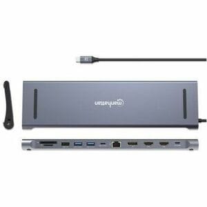 Docking Station USB-C 12 en 1 con Triple Monitor 4K - Manhattan