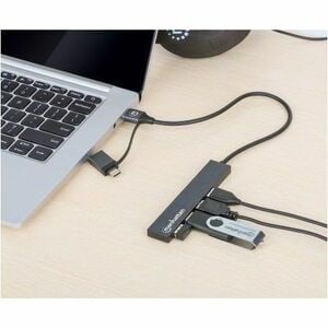 Hub de 4 puertos USB 3.2 Gen 1 con conector adaptable a Tipo C o Tipo A - Manhattan