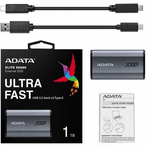 Unidad de estado sólido Pórtatil Adata Elite SE880 AELI-SE880-1TCGY - Externo - 1TB - Gris titanio - PlayStation, Portátil