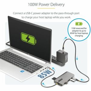 StarTech.com USB-C Triple-Monitor Multiport Adapter, Dual 4K 60Hz + 4K 30Hz HDMI & DP, 4x USB-A, 100W PD Pass-Through, GbE