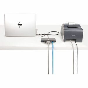 StarTech.com Hub USB-C a 2 porte con Ethernet Gb e seriale RS232 FTDI, dongle USB-C/USB-A collegato, 100W PD Pass-Through,