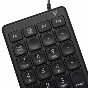 V7 KP350 Keypad - Cable Connectivity - USB Type A Interface - Black - Calculator, Email Hot Key(s) - ChromeOS, macOS Ventu