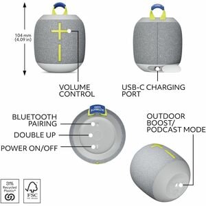 Ultimate Ears WONDERBOOM 4 Portable Waterproof Bluetooth Speaker With Big Bass and 360-Degree Sound, Dustproof Floating Sp