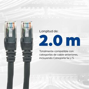 Network Patch Cable, Cat6, 2m, Black, CCA, U/UTP, PVC, RJ45, Gold Plated Contacts, Snagless, Booted, Lifetime Warranty - N