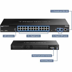 Switch Ethernet TRENDnet TI-RG262i 24 Porte Gestibile - Gigabit Ethernet - 10/100/1000Base-T, 1000Base-X - 2 Layer support