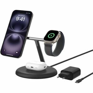 Belkin BoostCharge Pro Induktionsladegerät - Schwarz - für Qi2-fähiges Gerät, iPhone, Smartwatch, AirPod, Smartphone, Kopf