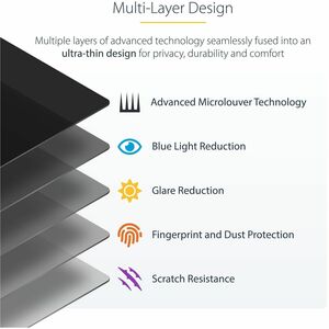 StarTech.com 12.5-inch 16:9 Flip-Up Privacy Screen with Touch, Anti-Glare Blue Light Filter, Laptop Monitor Screen Protect
